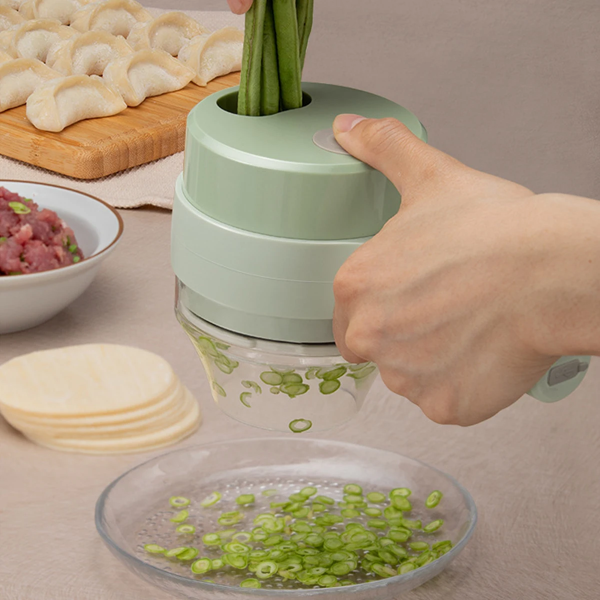 4 in 1 휴대용 전기 야채 커터 세트 마늘 고추 칠 - Meat Tenderizer Machine Electric 리뷰 및 가격
