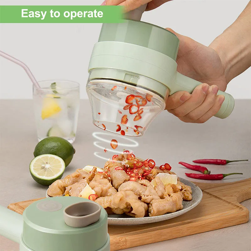 4 in 1 휴대용 전기 야채 커터 세트 마늘 고추 칠 - Meat Tenderizer Machine Electric 리뷰 및 가격