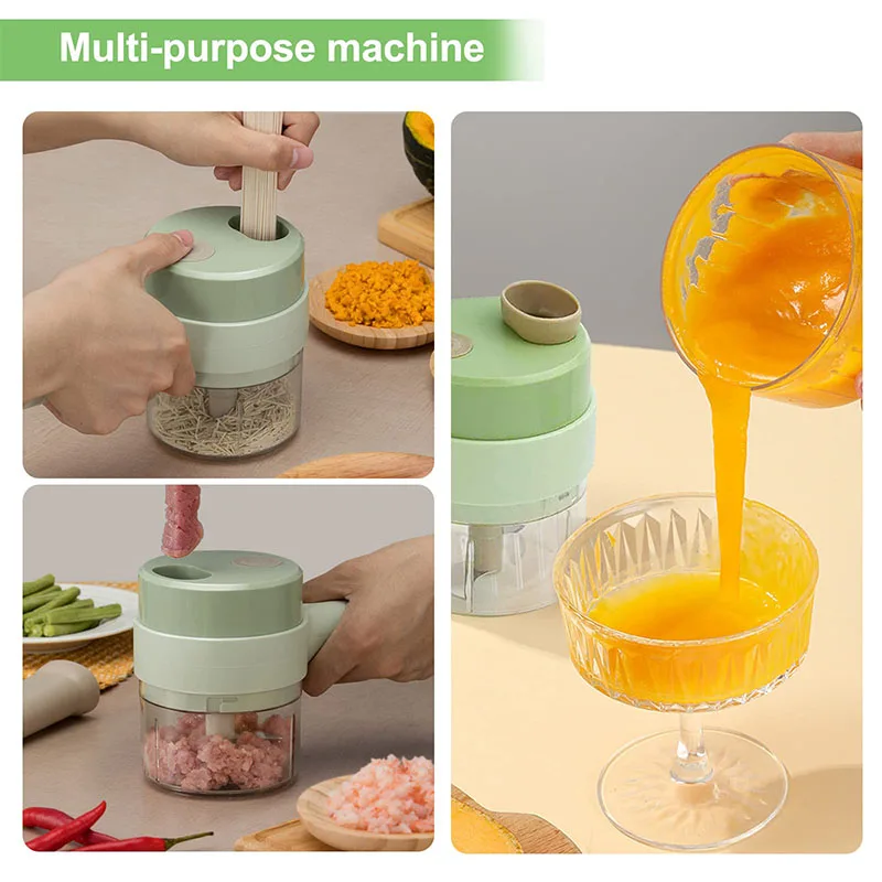 4 in 1 휴대용 전기 야채 커터 세트 마늘 고추 칠 - Meat Tenderizer Machine Electric 리뷰 및 가격