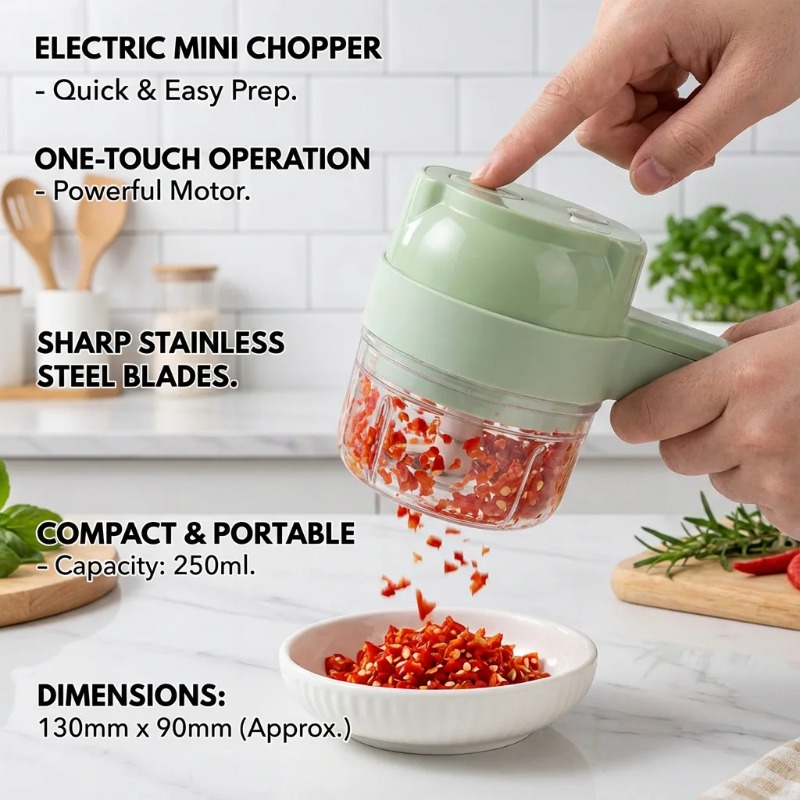 휴대용 4-in-1 무선 전기 야채 커터 세트, 마늘  - Food Slicer Machine Stainless 리뷰 및 가격